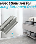 Gray Sliding Shower Door Bottom Guide For Glass Doors Fits 1-3/8 Inch Wide And 3 Inch Long Replacement Rail installed in bathroom