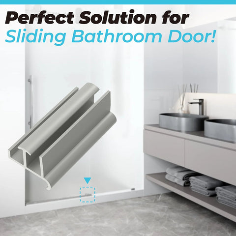 Gray Sliding Shower Door Bottom Guide For Glass Doors Fits 1-3/8 Inch Wide And 3 Inch Long Replacement Rail installed in bathroom