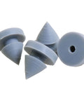 16 Pack Gray Rubber Conical Door Silencers, Nail Style Bumpers For Metal And Wooden Doors shown in close-up view