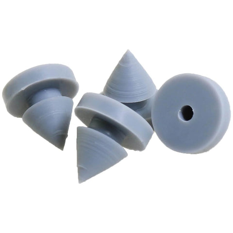 16 Pack Gray Rubber Conical Door Silencers, Nail Style Bumpers For Metal And Wooden Doors shown in close-up view