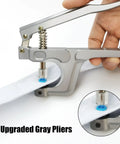 All In One Plastic Snap Kit With Pliers From TmppDeco, 460 Snap Sets In 24 Colors For Sewing Clothing And Crafting, shown in use