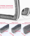 Close-up of 33 Ft Gray Self-Adhesive Soundproofing Weather Stripping for Doors and Windows, showing 0.35" wide x 0.2" thick dimensions.