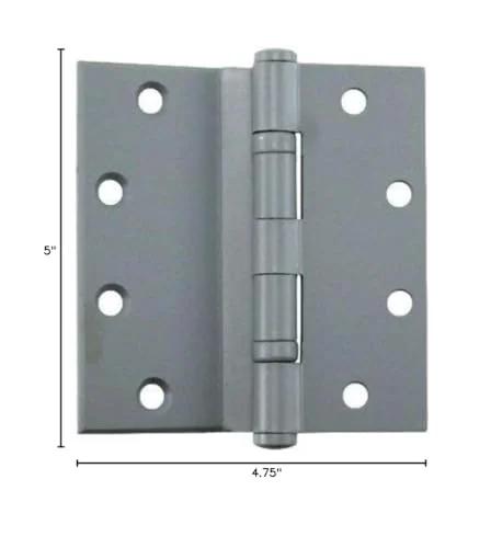 Ball Bearing Half Surface Door Hinge With Fixed Pin Five Inch Prime Coat Gray Steel Pack Of Three front view