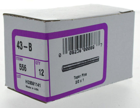 Box of 2/0 X 1 Inch Gray Taper Pin, 12-Pack, corrosion resistant, Hillman Taper Pin Series, barcode and labeling visible