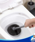 Space Saving Toilet Plunger And Bowl Brush Combo In Gray With Durable Two Compartment Holder for easy bathroom cleaning by MR Siga.
