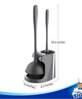Space Saving Toilet Plunger And Bowl Brush Combo In Gray With Durable Two Compartment Holder For Easy Bathroom Cleaning And Neat Tidy Storage