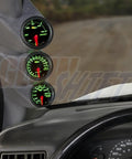 GlowShift Diesel Gauge Package For Ford Super Duty F250 F350 1999 2007 6.0L 7.3L Power Stroke Gray Triple Pillar Pod in vehicle