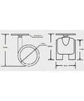Technical drawing of ✝️ 10-pack 2.5" gray twin wheels caster - brakes & m8 threaded stem, showing dimensions and design details