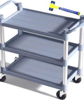 Heavy Duty Rolling Utility Cart With Lockable Wheels 600 Lb Capacity Large Size Gray Hammer Finish For Kitchen Office And Warehouse