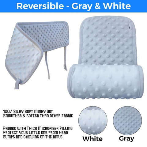 Reversible Gray And White Rail Cover Set With Soft Minky Dot Teething Guard One 51x7 And Two 27 By 7 Covers Edge Guard Bumper