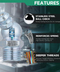 Stainless steel ball check and spring feature on Must-Have All-In-One Grease Fittings Assortment Kit, highlighting deeper threads.