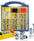 Must-Have All-In-One Grease Fittings Assortment Kit With DIY Tool Storage Box Organizer, 450Pcs SAE And Metric Zerk Fittings