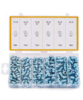 Grease Fittings Kit 150 Piece SAE Hydraulic Zerk Assortment with various sizes and angles in an organized plastic case.