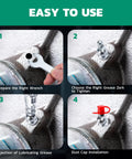 Steps for using Grease Fittings Kit Fifty Pack One Quarter Inch Twenty Eight SAE Zerk 90 Degree Fittings with Caps and Wrench.