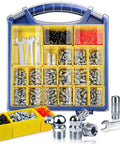 Grease Fittings Kit With DIY Portable Storage Case for 330 PCS SAE and Metric zerk fittings, couplers, dust caps, and wrench set