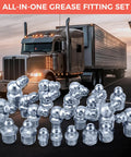 Grease Zerk Fittings Kit For Auto Techs And Home Mechanics Hapric 112 Pc SAE And Metric Hydraulic Fittings Set with truck.