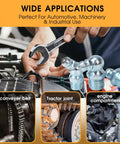 Mechanic using One-Stop 240-Piece Grease Fittings Set for SAE and Metric Zerk Nipples, wide applications in automotive machinery.