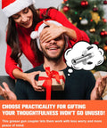 Couple exchanging gifts with Upgraded 6 Jaw Lock On Grease Gun Coupler With Non Slip Double Handle No Wobble Quick Release thought bubble.