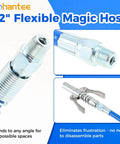 Grease Gun Accessory Kit With Double Handles Grease Coupler Recessed Fitting Adapter Nine Piece Set 12 Inch Flexible Hose