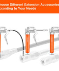 Mini Grease Gun Kit 3500 PSI with 3 oz grease, 12 in flexible hose, 5 in and 3 in extension tubes, pistol grip