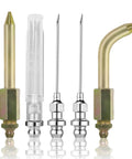 Grease Gun Needle Tip Kit - Bent & Straight Nozzles, injector adapter for rubber boots, ball joints, bushings, tight areas