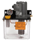 Front view of Grease Pump For Endrun Molding Machine 380V And 220V CNC Tool Lubrication Pump with gauge and clear reservoir.