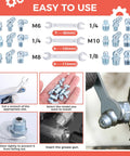 Instructional guide for Grease Zerk Fittings Kit For Auto Techs And Home Mechanics Hapric 112 Pc SAE And Metric Hydraulic Fittings