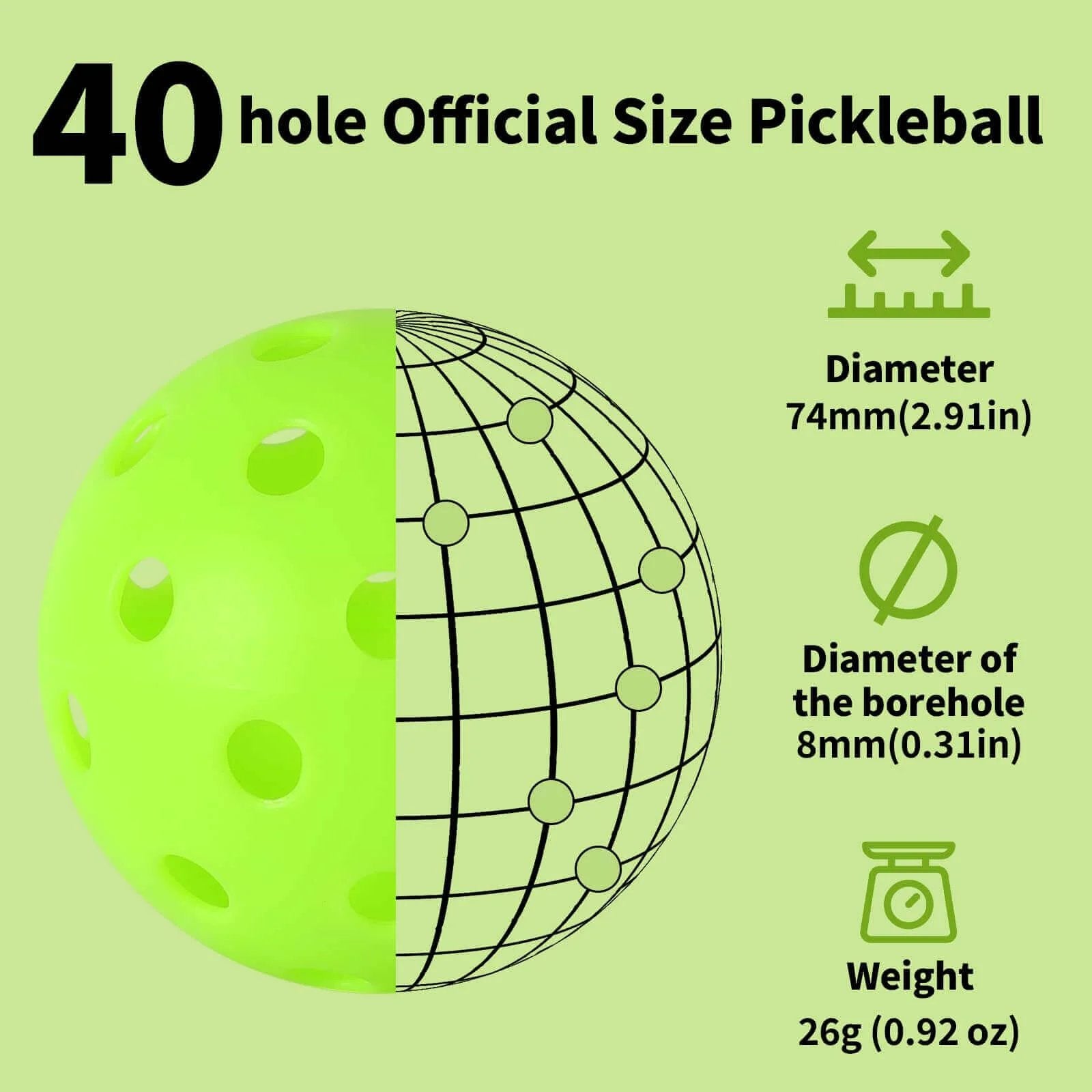 Indoor Outdoor Pickleball Balls - 4-Pack, Green | Buy ✓