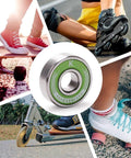 Pro Longboard Bearings High Speed 608RS Ball Skate Bearing ABEC pack of 8 green for boards, skates, scooters with carbon rim and seal