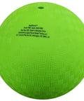 Green 8.5-inch dodgeball playground ball from pack of 4 with 1 pump, official size for dodgeball, handball, camps, and schools.