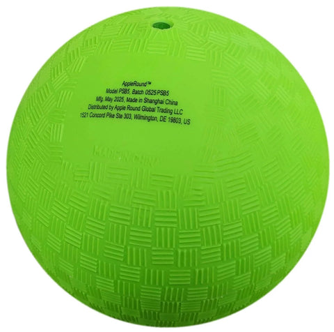 Green 8.5-inch dodgeball playground ball from pack of 4 with 1 pump, official size for dodgeball, handball, camps, and schools.