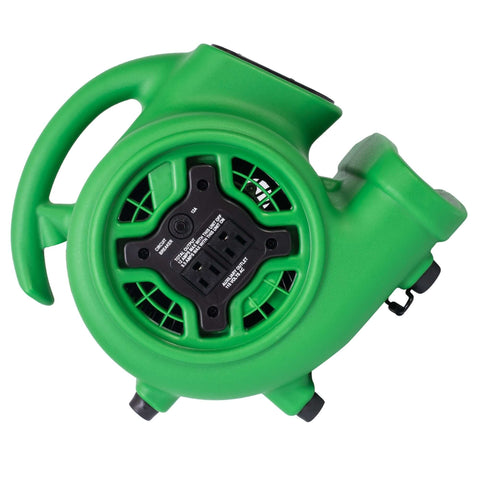 Compact Mighty Air Mover With One Quarter HP Motor Delivers 925 CFM For Fast Surface Drying Of Carpets Floors Furniture And Walls Stackable With Daisy Chain For Water Damage Restoration Janitorial Plumbing And Home Use Green, top view