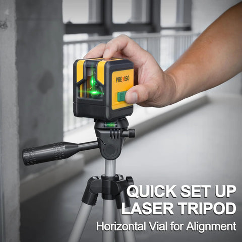 Efficient green beam laser level with dual modules and self leveling cross line projection on tripod for stable setup