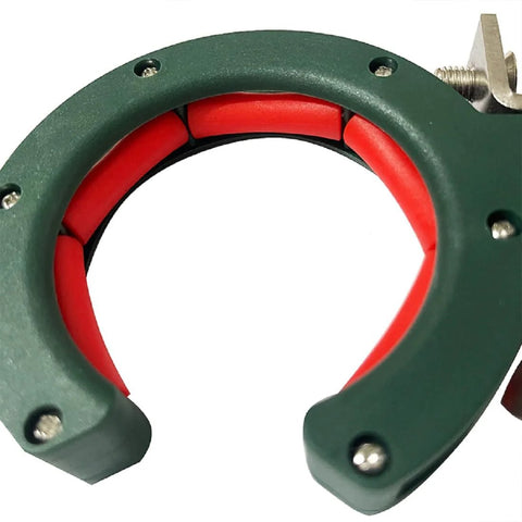 Close-up of Two Pack Green Cable Tray Roller with red axle design for wire routing and cable management, durable and adjustable position.