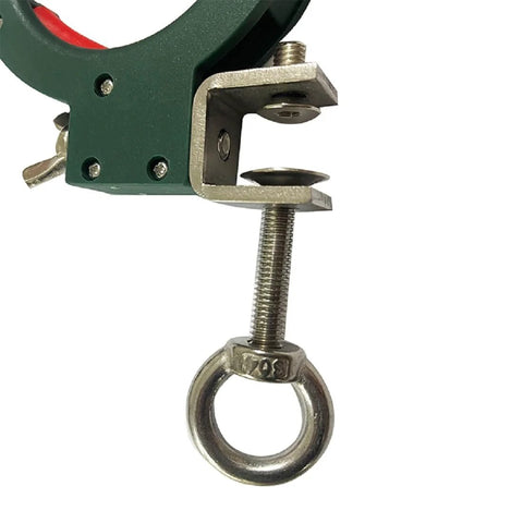 Close-up of Two Pack Green Cable Tray Rollers with red axle design for wire routing, showing adjustable screw installation.