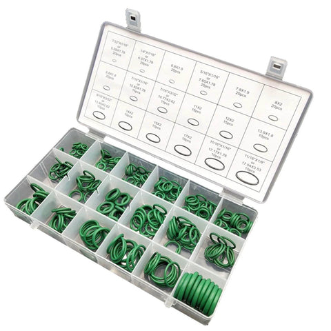 Green 18 Size Car AC Compressor O Ring Seal Kit With 270 Rubber O Rings To Prevent Leaks for various applications