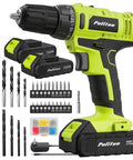 20V Cordless Drill Driver Kit With 2 Batteries, 30Nm Torque, 21 Plus 1 Clutch, Two Speed Settings, Keyless Chuck, Green