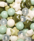 Ball Pit Balls 100 for Toddlers - Green ball pit balls in star shapes with cream colors mix for boys girls fun, birthday, Christmas.