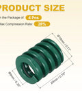 Product size diagram showing green 4 Pack 18mm OD 20mm Length Light Load Die Springs for 3D printers and heated beds, mould die springs.