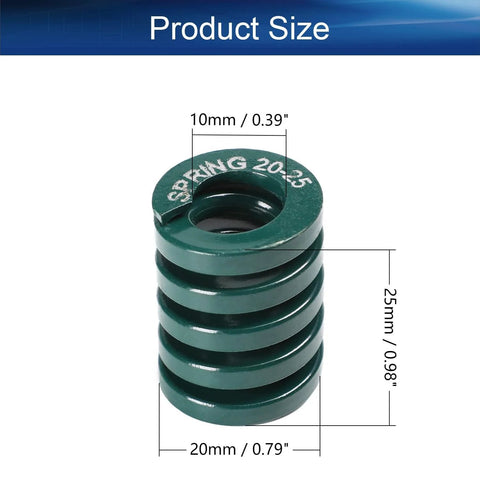 2Pcs Green 3D Printer Die Spring Set 20mm Outer Diameter 10mm Inner Diameter 25mm Length Beefy Load Steel Spiral Springs