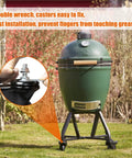 Green Egg rolling cart with caster wheels 4 inch locking stem casters swivel stem casters installation detail inset
