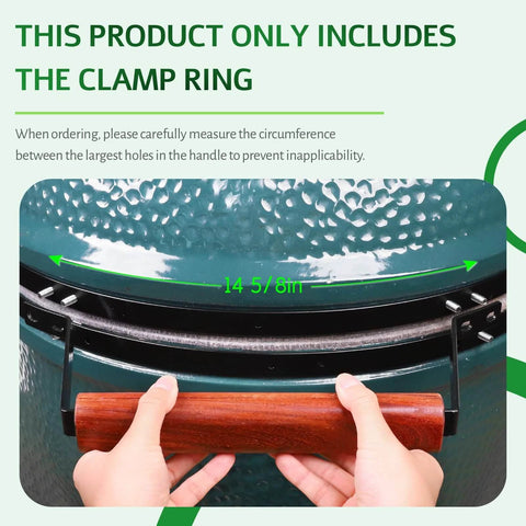 Measuring clamp ring size for One Piece Hinge Band Replacement For Large Green Egg Grill Fits Large Big Egg Contour Durable Assembly