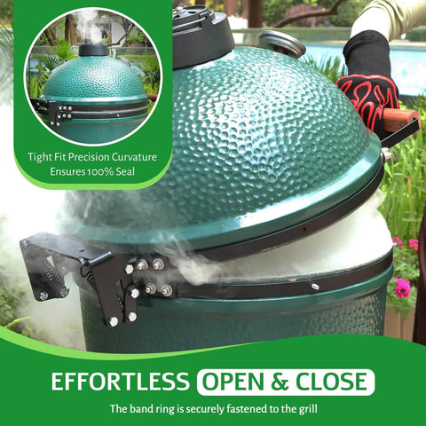 One Piece Hinge Band Replacement For Large Green Egg Grill Fits Large Big Egg Contour Durable Assembly shown installed
