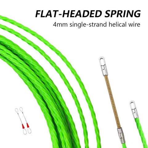 Plastic Coated Steel Fish Tape Wire Puller For Wall Installations Go-To 32 Ft 10 M Threader with green steel rope cable