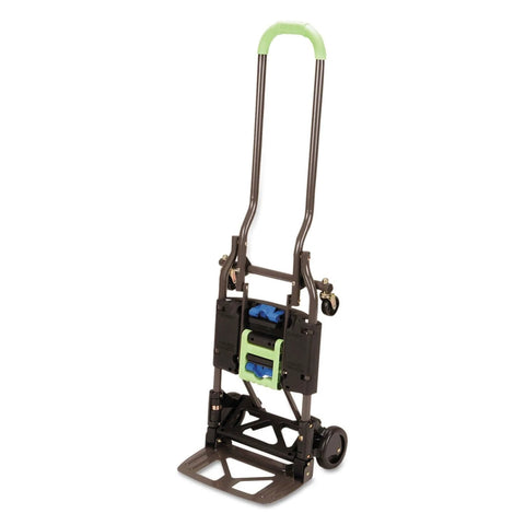 Green COSCO Shifter Multi-Position Folding Hand Truck and Cart, 300 lb. Weight Capacity, 12222PBG1E, front view on wheels