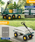 Heavy Duty Garden Cart With 900 Lb Capacity And 38x20 Steel Bed, Rust Resistant Yard Wagon With 10 Inch Wheels, Built In Handle