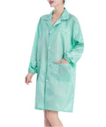 Front view of Green Lab Coats With Hat 12 Pack Breathable Dustproof Workwear For Laboratory Food Processing Cleanroom And Industrial Use 4XL
