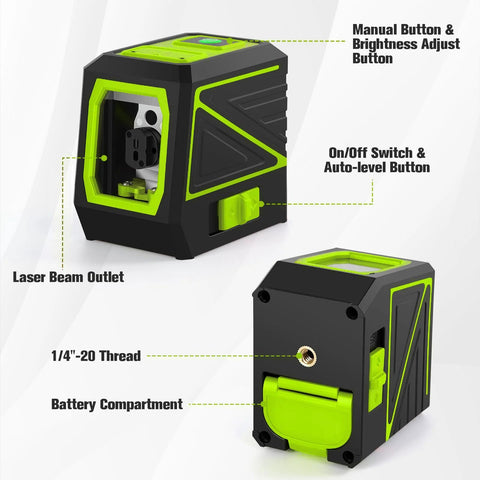 Laser Level With Tripod 100 Feet Green Cross Line Self Leveling 360 Degree Rotating Beam Vertical And Horizontal Projection