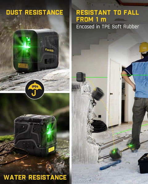 Pocket Green Laser Level D2 100 Ft Self Leveling Cross Line Laser With 360 Degree Rotation Type C Rechargeable