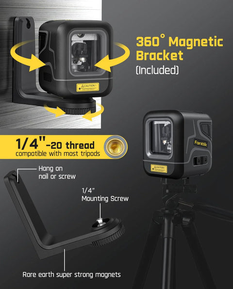 Pocket Green Laser Level D2 100 Ft Self Leveling Cross Line Laser with 360 Degree Rotation Magnetic Bracket on Tripod